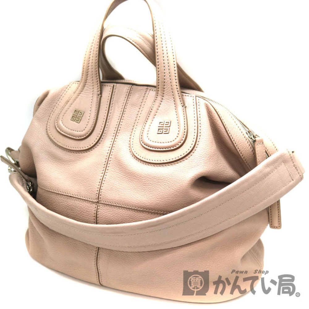 Givenchy Nightingale Bag Shoulder Handbag Leather Pink Beige